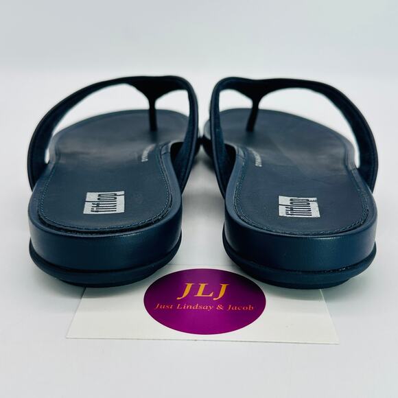 FitFlop Women's Gracie Leather Thong Flip Flop Sandals Midnight Navy Size 5 - Picture 7 of 12